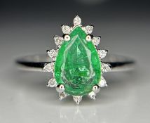 Beautiful 1.18ct Natural Emerald With Natural Diamonds & 18k Gold
