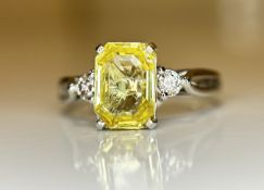 Beautiful 2.40ct Unheated Untreated Natural Ceylon Yellow Sapphire Diamonds & 950 Platinum