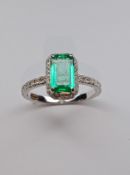 Beautiful Natural Emerald With Natural Diamonds & 18k Gold