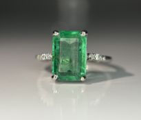 Beautiful 3.00 CT Natural Emerald Ring With Natural Diamonds & Platinum 950