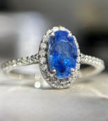 Beautiful 2.24 CT Unheated Burma Blue Sapphire Diamonds & 950 Platinum