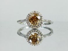Beautiful Natural 1.05 CT Natural Solitaire Champagne Diamond Ring With 18k Gold