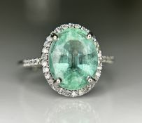 Beautiful 2.75 CT Untreated Columbian Natural Emerald Ring With Diamonds & 18k Gold