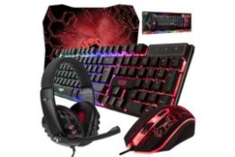 Gaming Keyboard and Mouse and Mouse Pad and Gaming Headset RRP £49.99 L4a