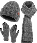 7 x Women's Winter Beanie Hat Touchscreen Gloves Long Neck Scarf Knit Set RRP £209.93
