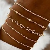 5 Pcs Minimalist Style Thin Chain Bracelet Set L14a
