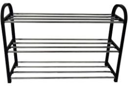 3 Tier Black Shoe Rack L26