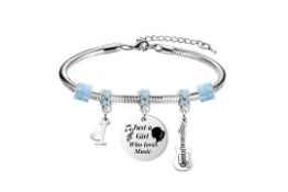 10 x Music Initial A-Z Bracelet for Fans and Lovers L14a
