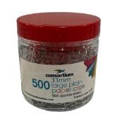12 x Jars Of 500 Large Plain Paper Clips 33mm RRP £9.99 ea L24a