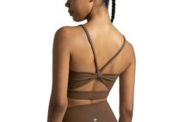10 x Women's Dreamlux Bowknot Strappy Sports Bras (Brown) L22a