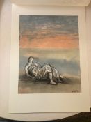 Henry Moore 'Reclining Figure - Sky Background 1980. Coloured Lithograph.