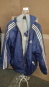 Adidas blue & grey coat size L. EST Â£25