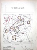 Wenlock Shropshire Boundary Commission 157-Year-Old Coloured Antique Map.