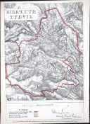 Merthyr Tydfil Wales Boundary Commission 157-Year-Old Coloured Antique Map.