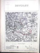 Bewdley Worcestershire Boundary Commission 157-Year-Old Coloured Antique Map.