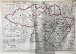 Antique 139 Years-Old Scarce Map City of Bradford 1885 Boundary Changes.