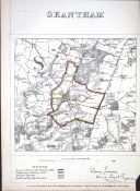 Grantham Lincolnshire Boundary Commission 157-Year-Old Coloured Antique Map.
