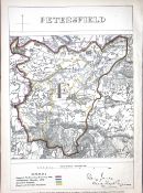 Petersfield Hampshire Boundary Commission 157-Year-Old Coloured Antique Map.