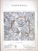 Tamworth Midlands Boundary Commission 157-Year-Old Coloured Antique Map.