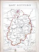 East Retford Notts Boundary Commission 157-Year-Old Coloured Antique Map.