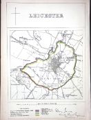 Leicester City Boundary Commission 157-Year-Old Coloured Antique Map.