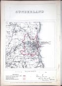 Sunderland Tyne & Wear Boundary Commission 157-Year-Old Coloured Antique Map.