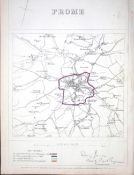 Frome Somerset Boundary Commission 157-Year-Old Coloured Antique Map.