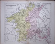 Worcestershire 150 Years-Old 1875 Coloured Detailed Antique 1875 Map-42