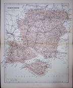 County Hampshire 150 Years-Old 1875 Coloured Detailed Antique 1875 Map-46