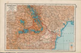WW1 Battle Lines Along The Eastern Front Antique Coloured Map 1922.
