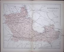 County Berkshire 150 Years-Old 1875 Coloured Detailed Antique 1875 Map-41