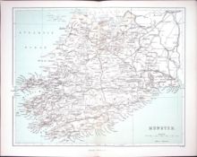 The Province of Munster Ireland 150 Years-Old Coloured Antique 1875 Map-4