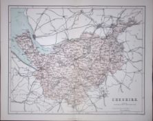 County Cheshire 150 Years-Old Coloured Antique 1875 Map-32