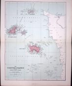 The Channel Islands 150 Years-Old 1875 Coloured Detailed Antique 1875 Map-30