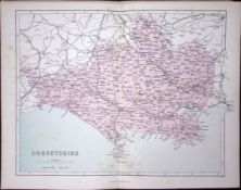 Dorsetshire 150 Years-Old 1875 Coloured Detailed Antique 1875 Map-35