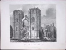 Elgin Cathedral Moray Scotland Antique 152 Years-Old Engraving-11