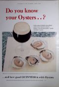 Guinness Do You Know Your Oysters 1960 Original 66 Years-Old Print -GE 3192.