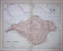 Isle of Wight 150 Years-Old 1875 Coloured Detailed Antique 1875 Map-45