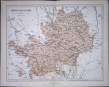 Hertfordshire 150 Years-Old Coloured Antique 1875 Map-53