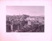 Edinburgh City View from Calton Hill Scotland Antique 152 Years-Old Print-28