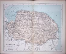 County Norfolk 150 Years-Old Coloured Antique 1875 Map-55