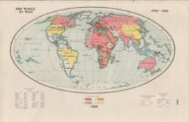 WW1 The World At War 1914-1918 Coloured Antique Detailed Map 1922.