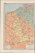WW 1 Battle Lines Western Front British & German Detailed Lines Antique Map 1922.