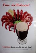 Guinness So Good With Sea Food 1960 Original 66 Years-Old Print -GE 3154.