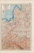 WW 1 Battle Lines Eastern Front Northern Area Coloured Detailed Antique Map 1922.