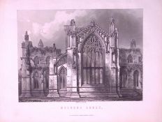 Melrose Abbey Scotland Antique Victorian 152 Years-Old Engraving-33a
