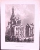 Glasgow Cathedral Scotland Antique Victorian 152 Years-Old Engraving-17a