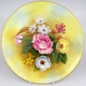 Hand Painted Flowers Cabinet Plate by J Smith Worcester