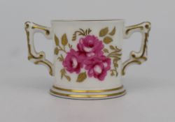 Royal Crown Derby miniature Royal Pinxton Roses Two Handled Cup