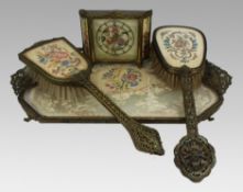 Vintage Petit Point Dressing Table Set